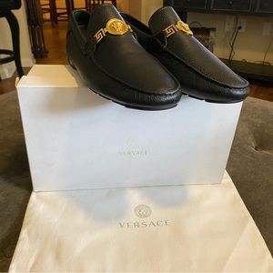 Versace Mens Drivers Loafer Shoes, Color Black, Size 11.5…AUTHENTIC!